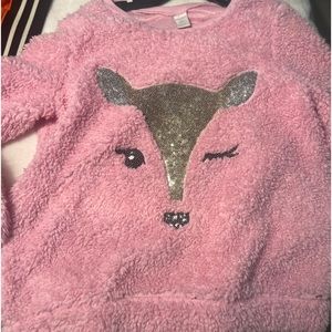 Pink fluffy graphic sweatshirt/pullover